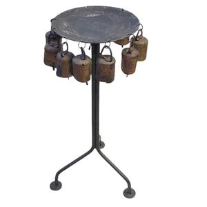 Vintage Rustic Handmade Folk Forged Metal Cowbells‎ Candle Holder